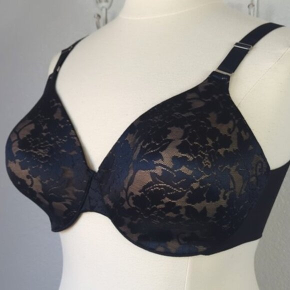 Soma 38DD Bra Black Vanishing Back Full Coverage Underwire Lace Overlay - Picture 2 of 4